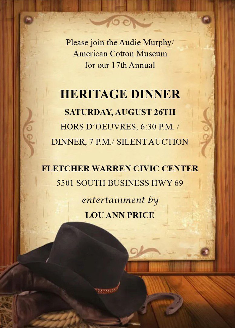 17th Annual Heritage Dinner | Cotton Museum